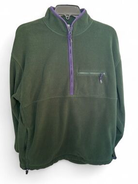GAP Women’s Forest Green Quarter-Zip Fleece Pullover-Medium